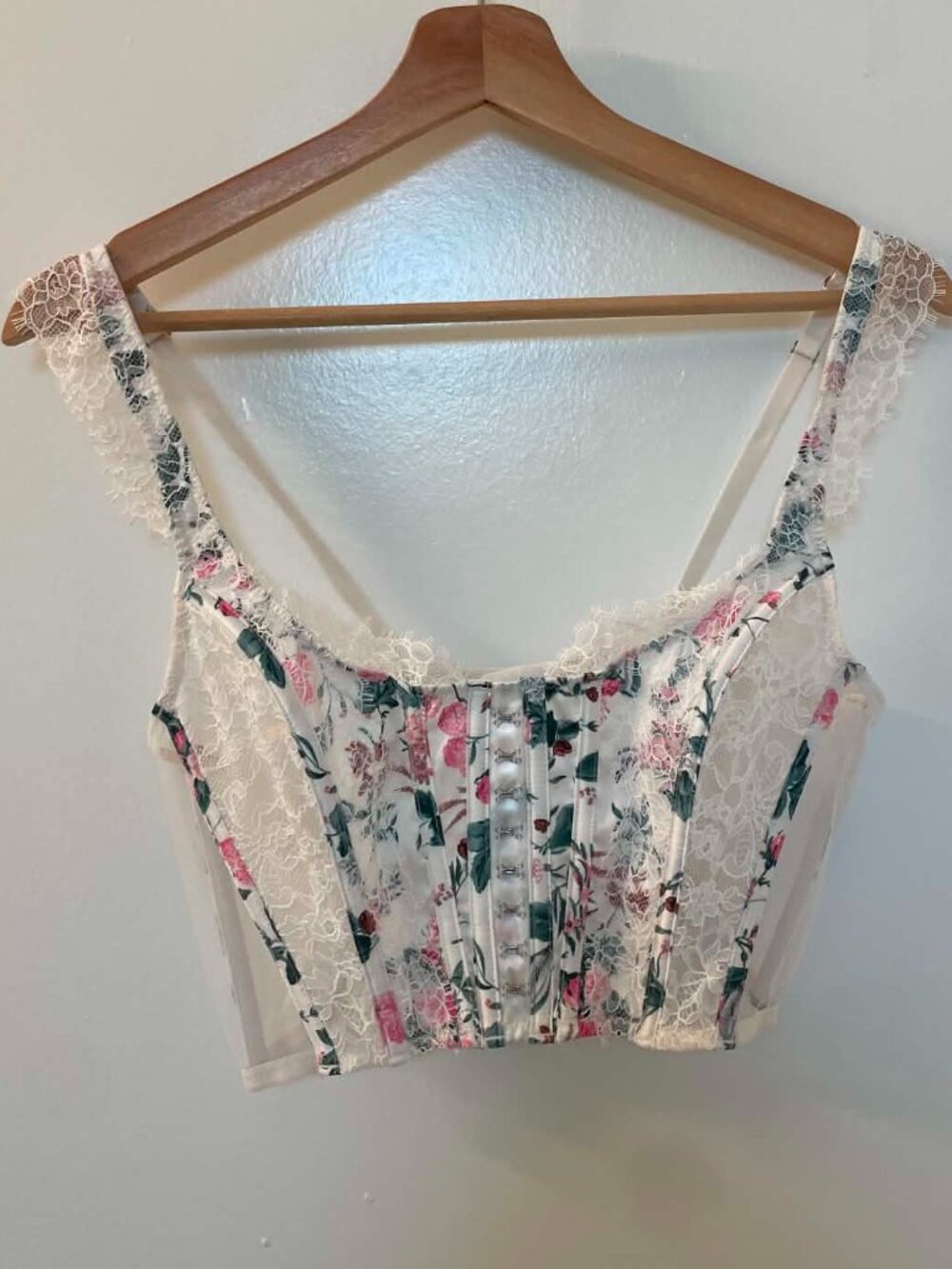 Victoria's Secret Women's Floral Corset Top with Lace - Size S